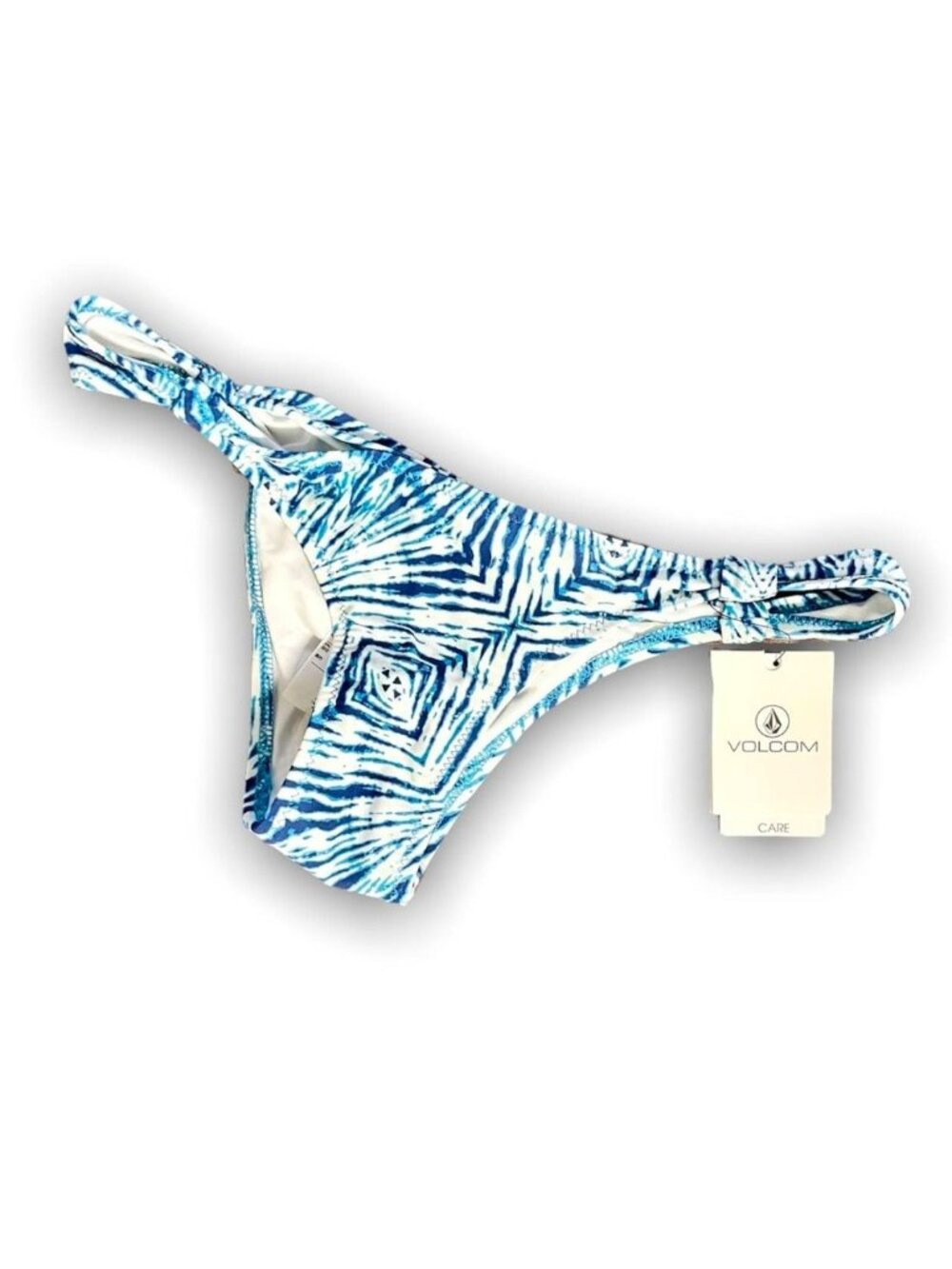 Volcom Womens Blue & White Tie-Dye Bikini Bottom Ruched Sides Cheeky Coverage Ne